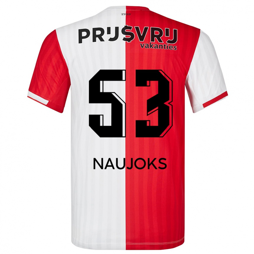 Niño Fútbol Camiseta Noah Naujoks #53 Rojo Blanco 1ª Equipación 2023/24