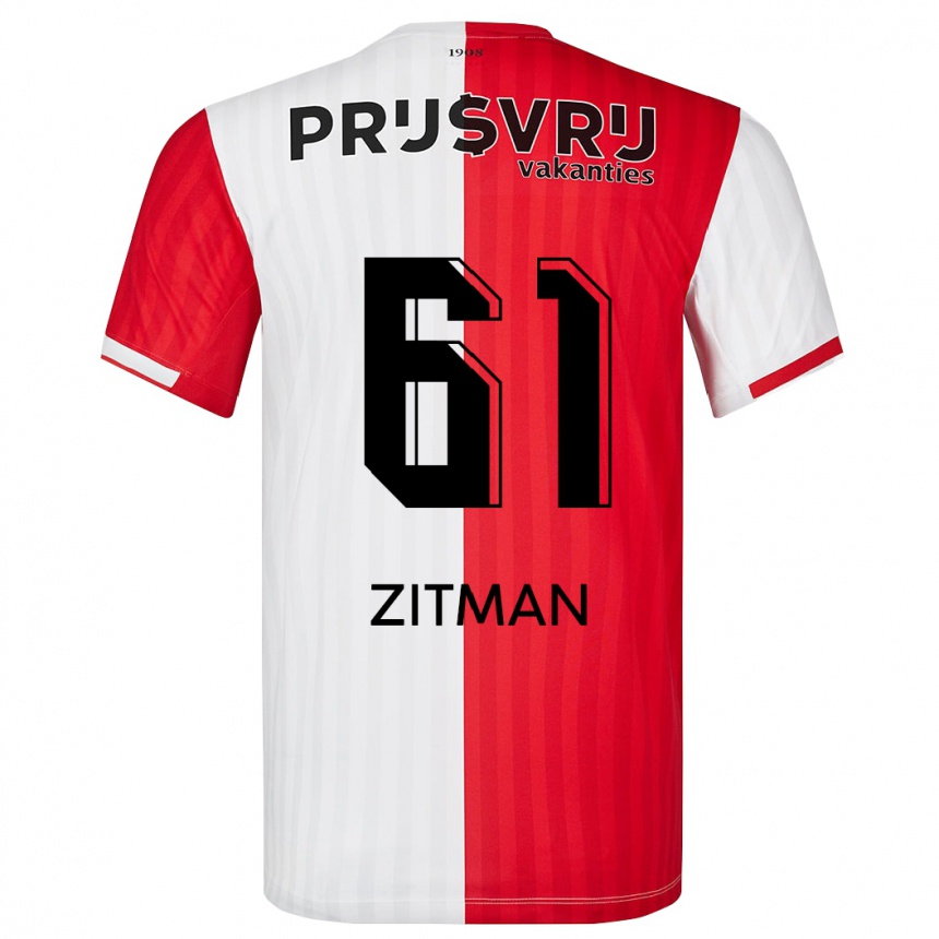 Niño Fútbol Camiseta Sven Zitman #61 Rojo Blanco 1ª Equipación 2023/24