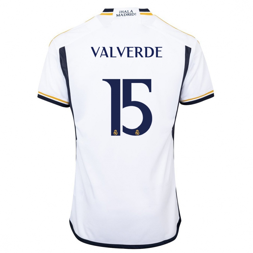 Niño Fútbol Camiseta Federico Valverde #15 Blanco 1ª Equipación 2023/24