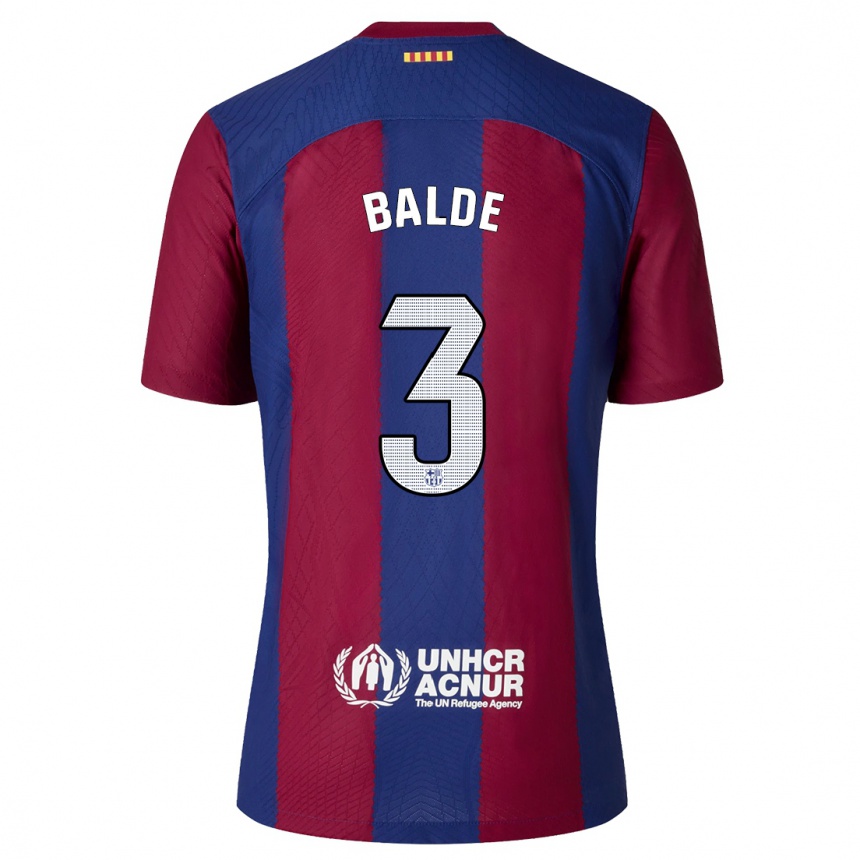 Niño Fútbol Camiseta Alejandro Balde #3 Rojo Azul 1ª Equipación 2023/24