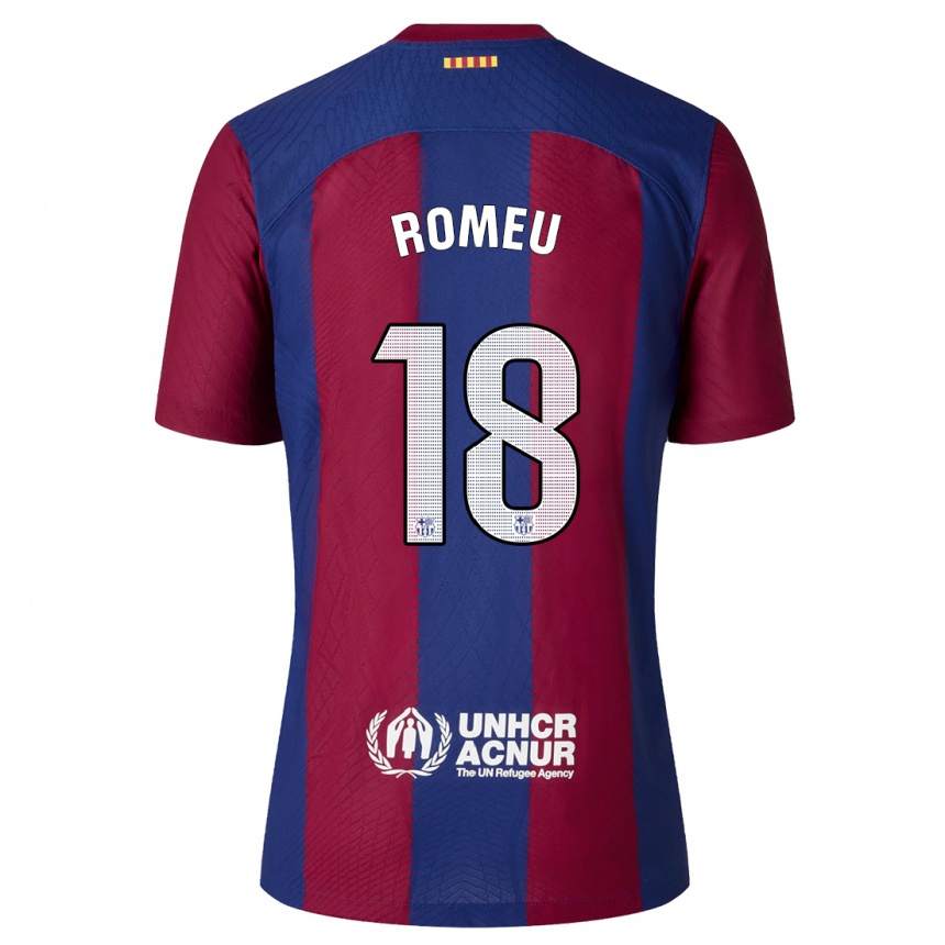 Niño Fútbol Camiseta Oriol Romeu #18 Rojo Azul 1ª Equipación 2023/24