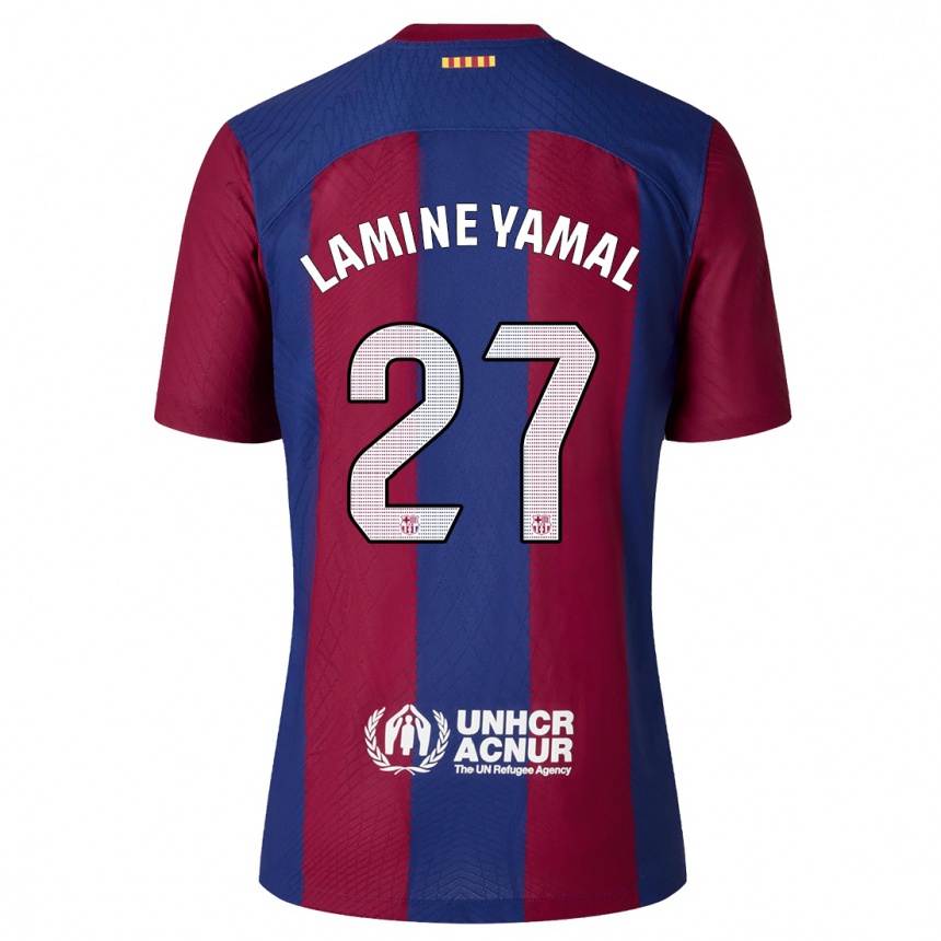 Niño Fútbol Camiseta Lamine Yamal #27 Rojo Azul 1ª Equipación 2023/24