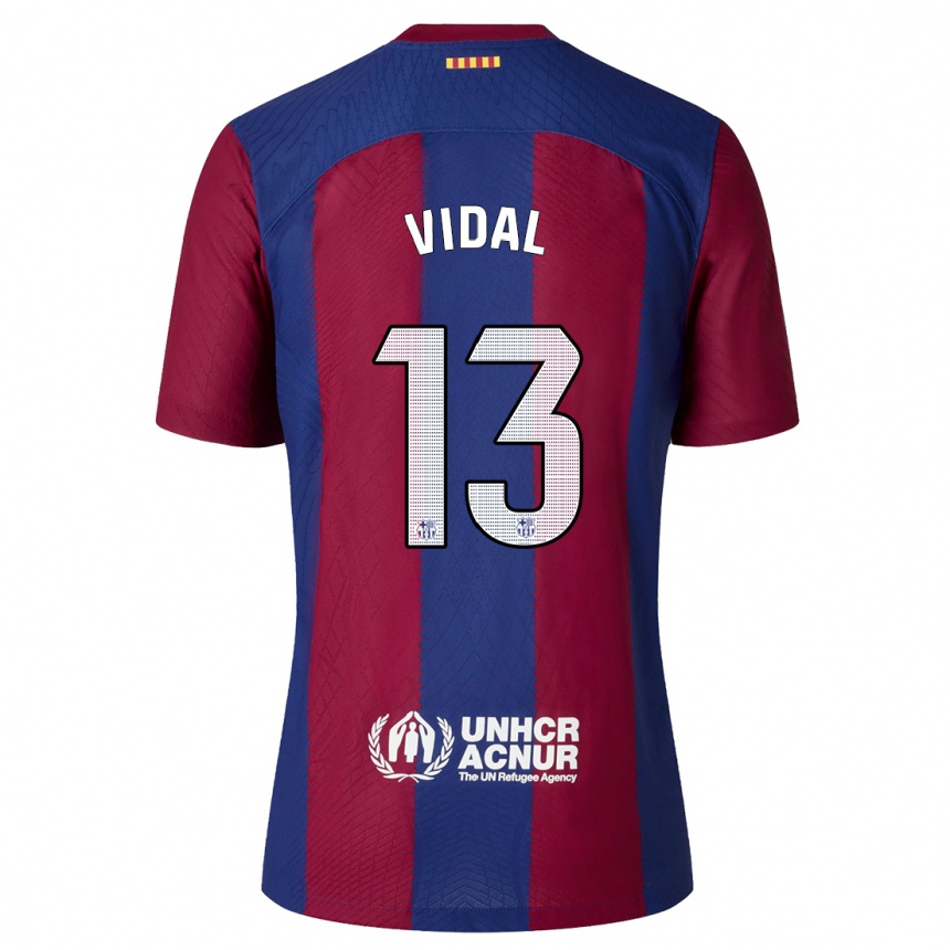 Niño Fútbol Camiseta Marc Vidal #13 Rojo Azul 1ª Equipación 2023/24