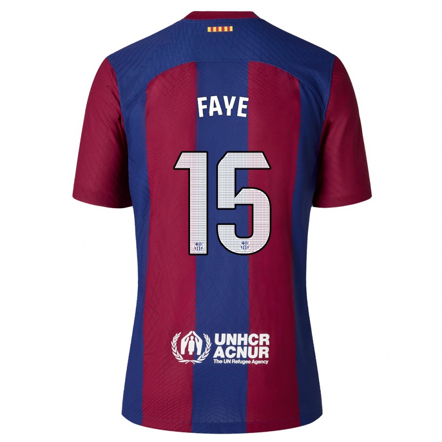 Niño Fútbol Camiseta Mikayil Faye #15 Rojo Azul 1ª Equipación 2023/24