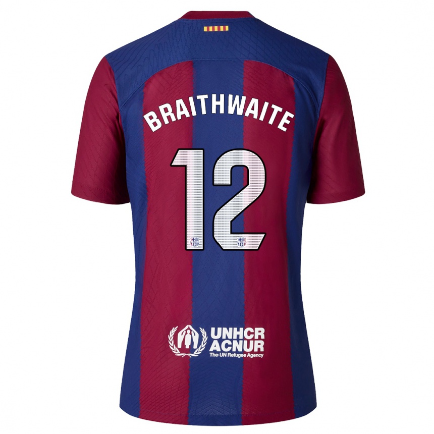 Niño Fútbol Camiseta Martin Braithwaite #12 Rojo Azul 1ª Equipación 2023/24