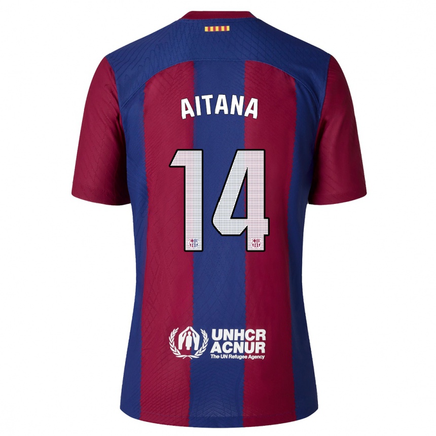 Niño Fútbol Camiseta Aitana Bonmati #14 Rojo Azul 1ª Equipación 2023/24