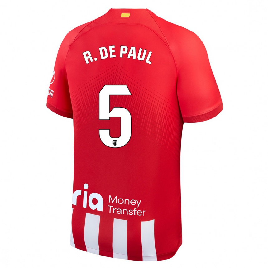 Niño Fútbol Camiseta Rodrigo De Paul #5 Rojo Blanco 1ª Equipación 2023/24