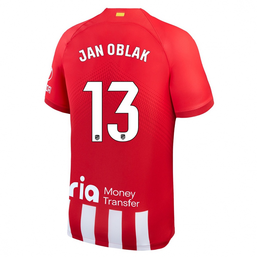 Niño Fútbol Camiseta Jan Oblak #13 Rojo Blanco 1ª Equipación 2023/24