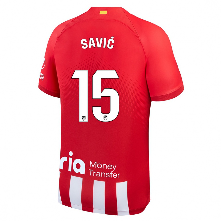 Niño Fútbol Camiseta Stefan Savic #15 Rojo Blanco 1ª Equipación 2023/24