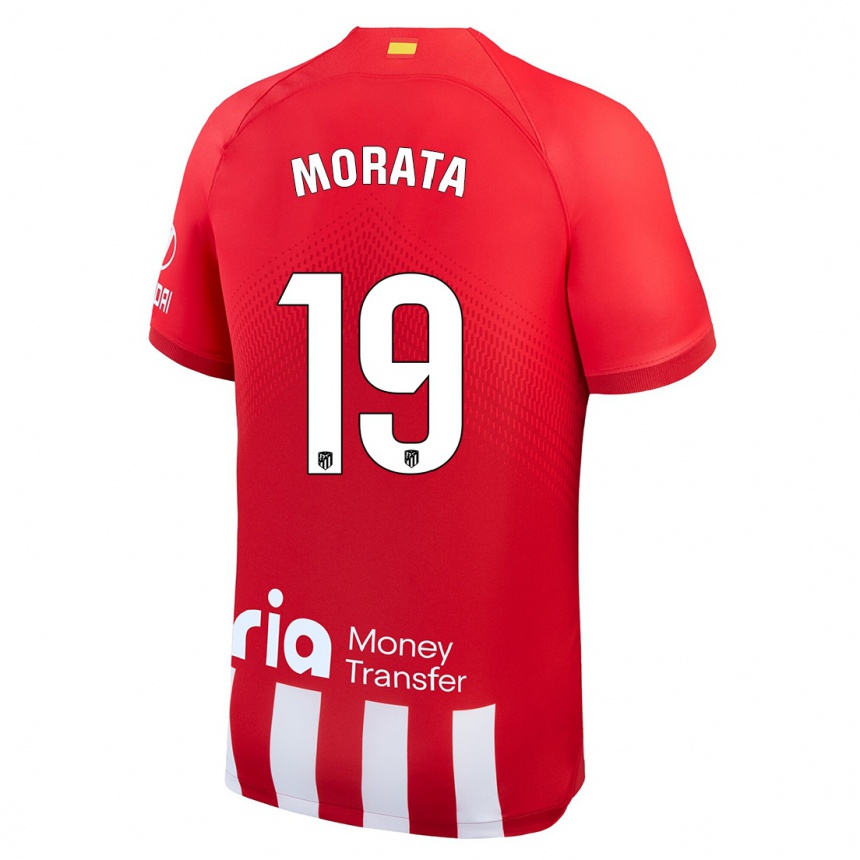 Niño Fútbol Camiseta Alvaro Morata #19 Rojo Blanco 1ª Equipación 2023/24