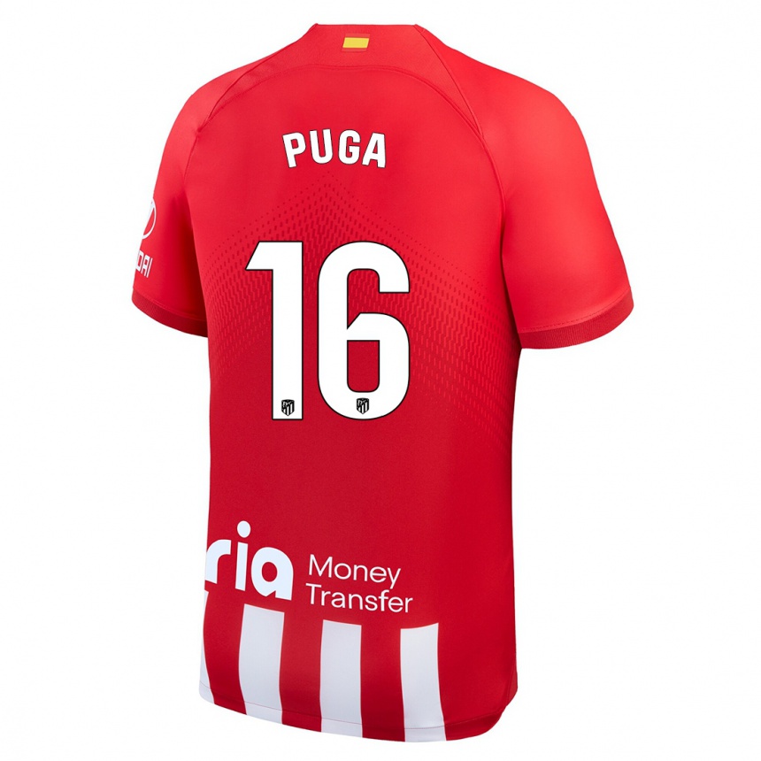 Niño Fútbol Camiseta Carlos Puga #16 Rojo Blanco 1ª Equipación 2023/24