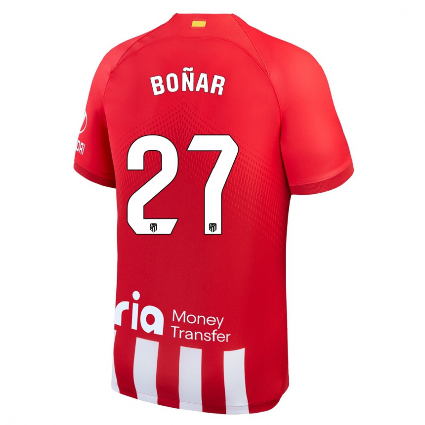 Niño Fútbol Camiseta Javier Boñar #27 Rojo Blanco 1ª Equipación 2023/24