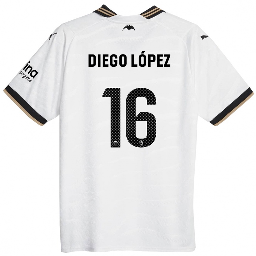 Niño Fútbol Camiseta Diego López #16 Blanco 1ª Equipación 2023/24