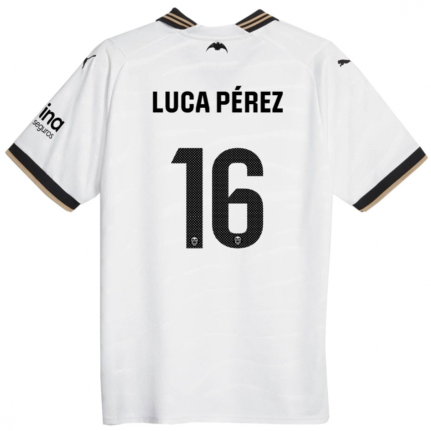 Niño Fútbol Camiseta Simón Luca Pérez #16 Blanco 1ª Equipación 2023/24