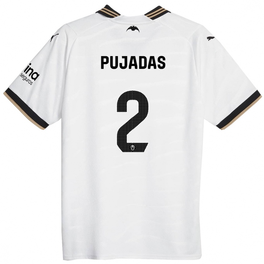 Niño Fútbol Camiseta Berta Pujadas #2 Blanco 1ª Equipación 2023/24