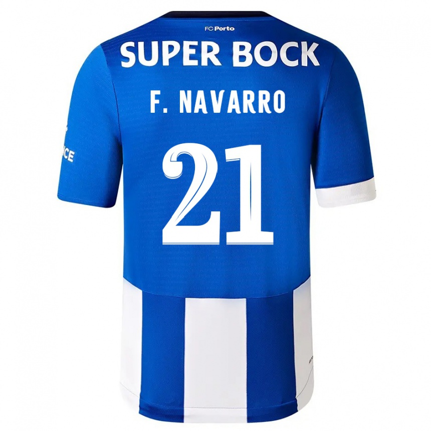 Niño Fútbol Camiseta Fran Navarro #21 Azul Blanco 1ª Equipación 2023/24