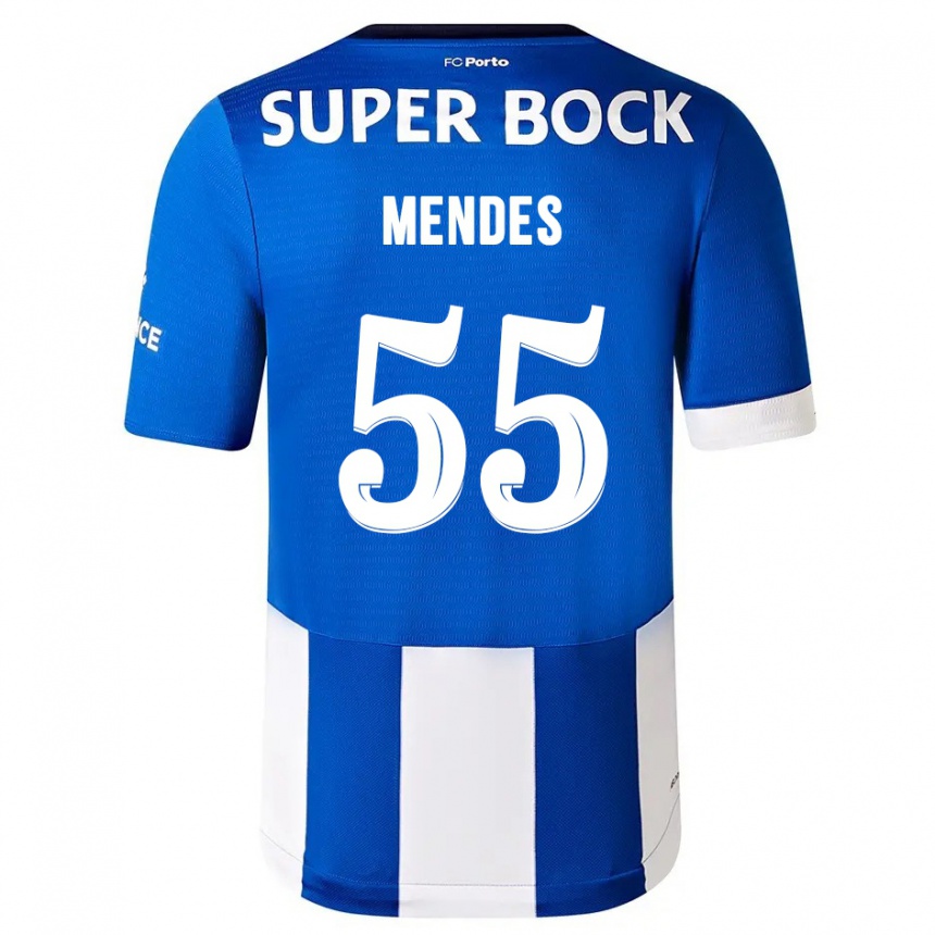 Niño Fútbol Camiseta João Mendes #55 Azul Blanco 1ª Equipación 2023/24