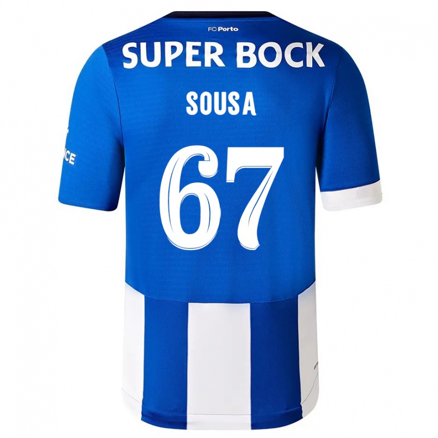 Niño Fútbol Camiseta Vasco Sousa #67 Azul Blanco 1ª Equipación 2023/24