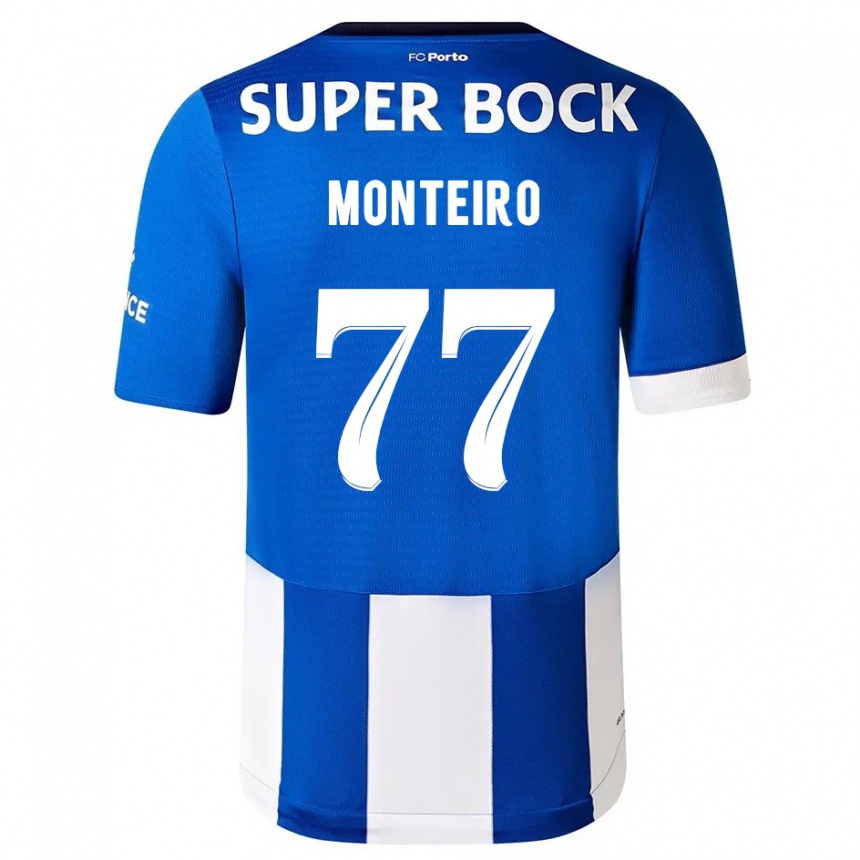 Niño Fútbol Camiseta Rui Monteiro #77 Azul Blanco 1ª Equipación 2023/24