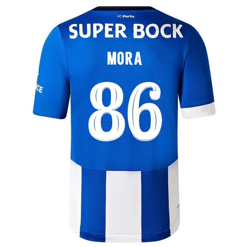 Niño Fútbol Camiseta Rodrigo Mora #86 Azul Blanco 1ª Equipación 2023/24