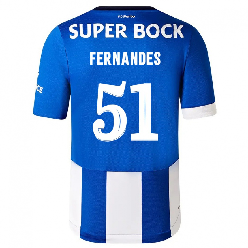 Niño Fútbol Camiseta Diogo Fernandes #51 Azul Blanco 1ª Equipación 2023/24