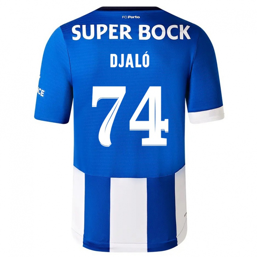 Niño Fútbol Camiseta Ussumane Djaló #74 Azul Blanco 1ª Equipación 2023/24