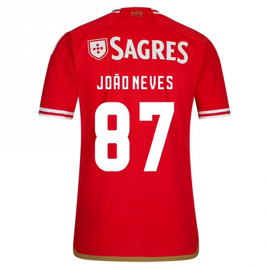 Niño Fútbol Camiseta João Neves #87 Rojo 1ª Equipación 2023/24