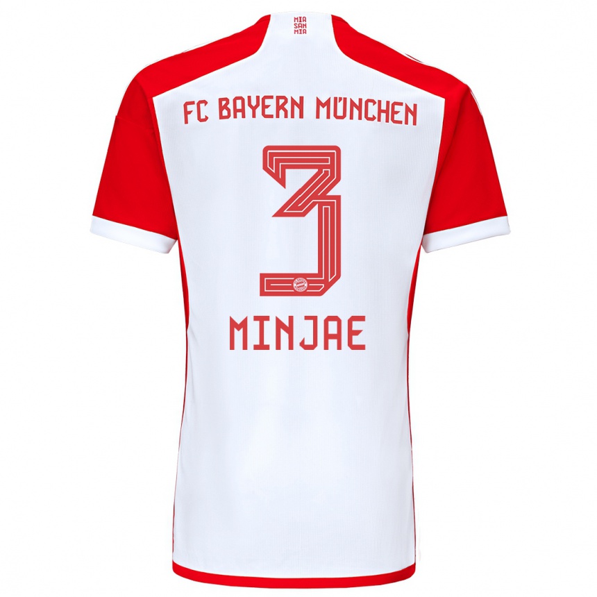 Niño Fútbol Camiseta Min-Jae Kim #3 Rojo Blanco 1ª Equipación 2023/24