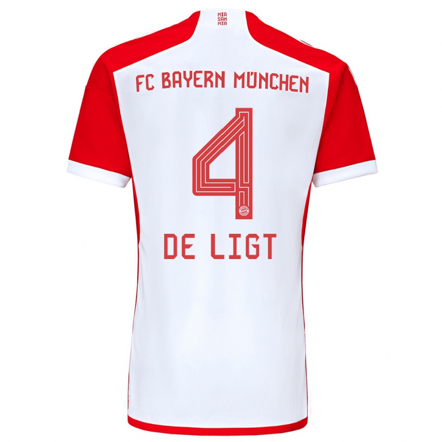 Niño Fútbol Camiseta Matthijs De Ligt #4 Rojo Blanco 1ª Equipación 2023/24