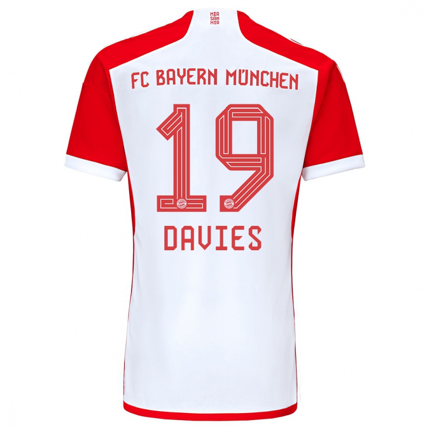 Niño Fútbol Camiseta Alphonso Davies #19 Rojo Blanco 1ª Equipación 2023/24