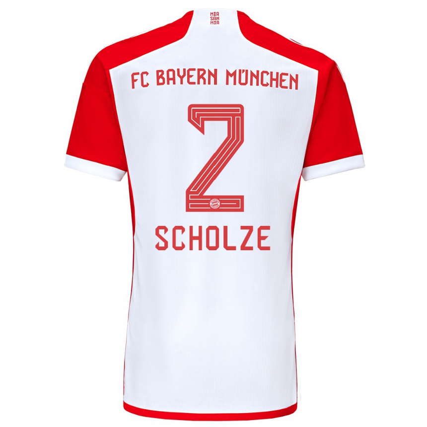 Niño Fútbol Camiseta Max Scholze #2 Rojo Blanco 1ª Equipación 2023/24