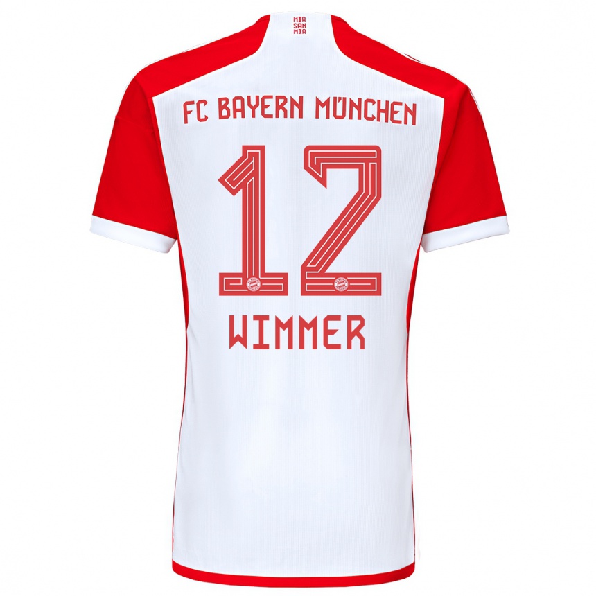 Niño Fútbol Camiseta Benedikt Wimmer #12 Rojo Blanco 1ª Equipación 2023/24