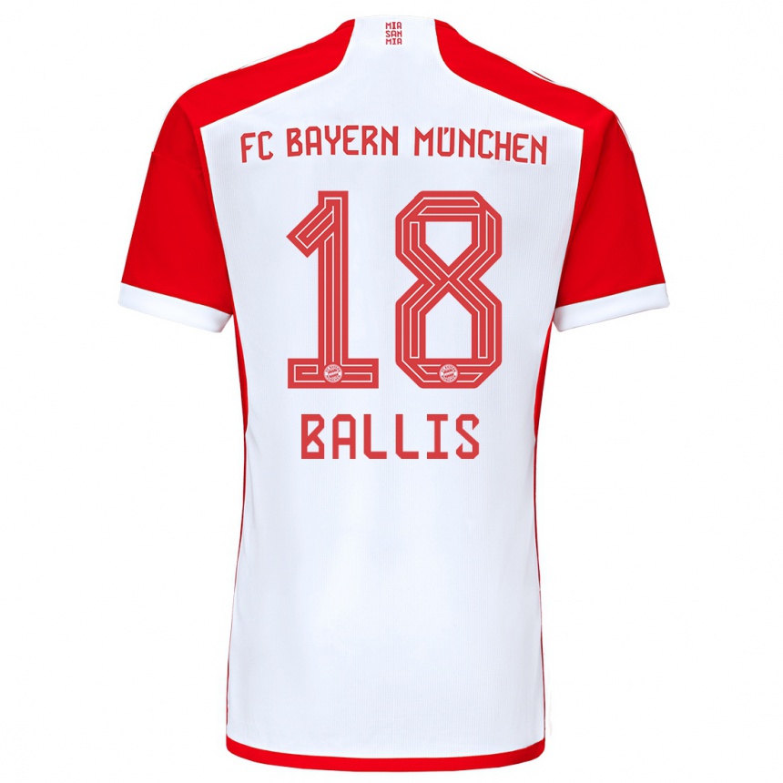 Niño Fútbol Camiseta Benjamin Ballis #18 Rojo Blanco 1ª Equipación 2023/24