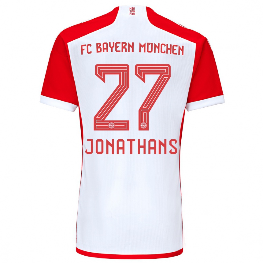 Niño Fútbol Camiseta David Jonathans #27 Rojo Blanco 1ª Equipación 2023/24