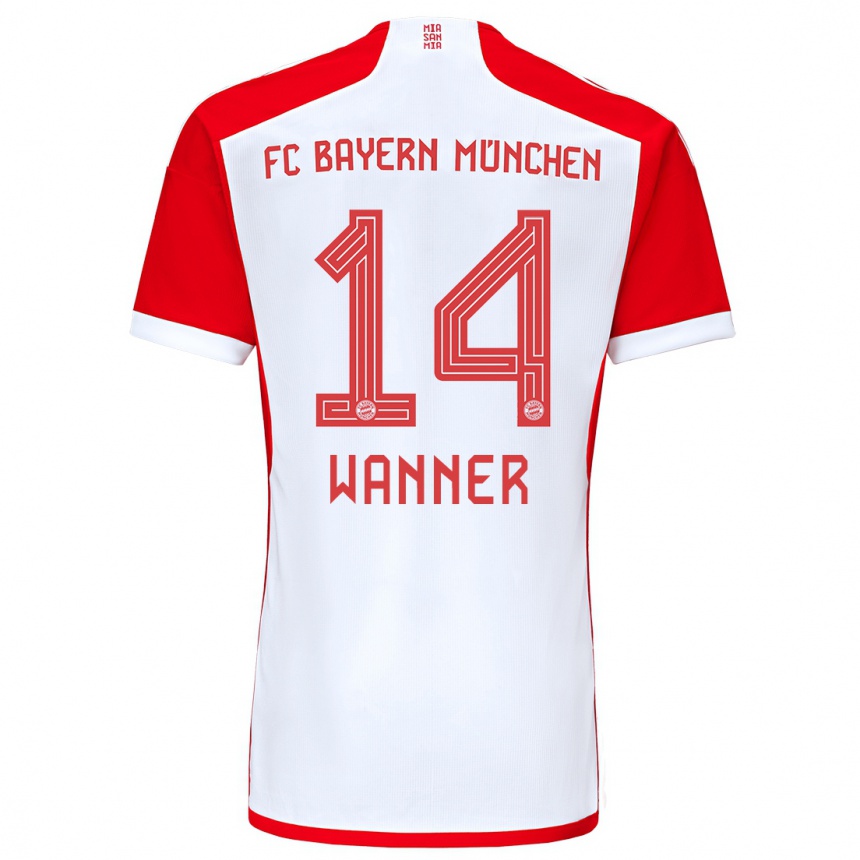 Niño Fútbol Camiseta Paul Wanner #14 Rojo Blanco 1ª Equipación 2023/24