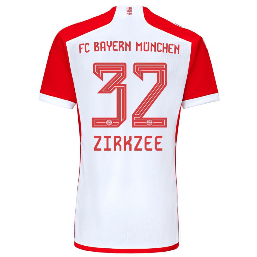 Niño Fútbol Camiseta Joshua Zirkzee #32 Rojo Blanco 1ª Equipación 2023/24