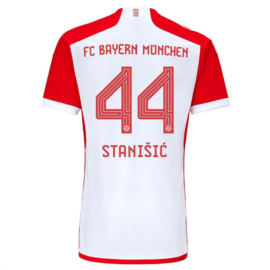 Niño Fútbol Camiseta Josip Stanisic #44 Rojo Blanco 1ª Equipación 2023/24