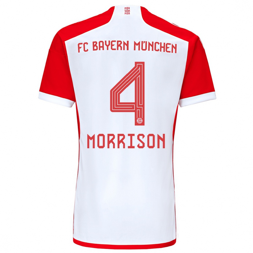 Niño Fútbol Camiseta Liam Morrison #4 Rojo Blanco 1ª Equipación 2023/24