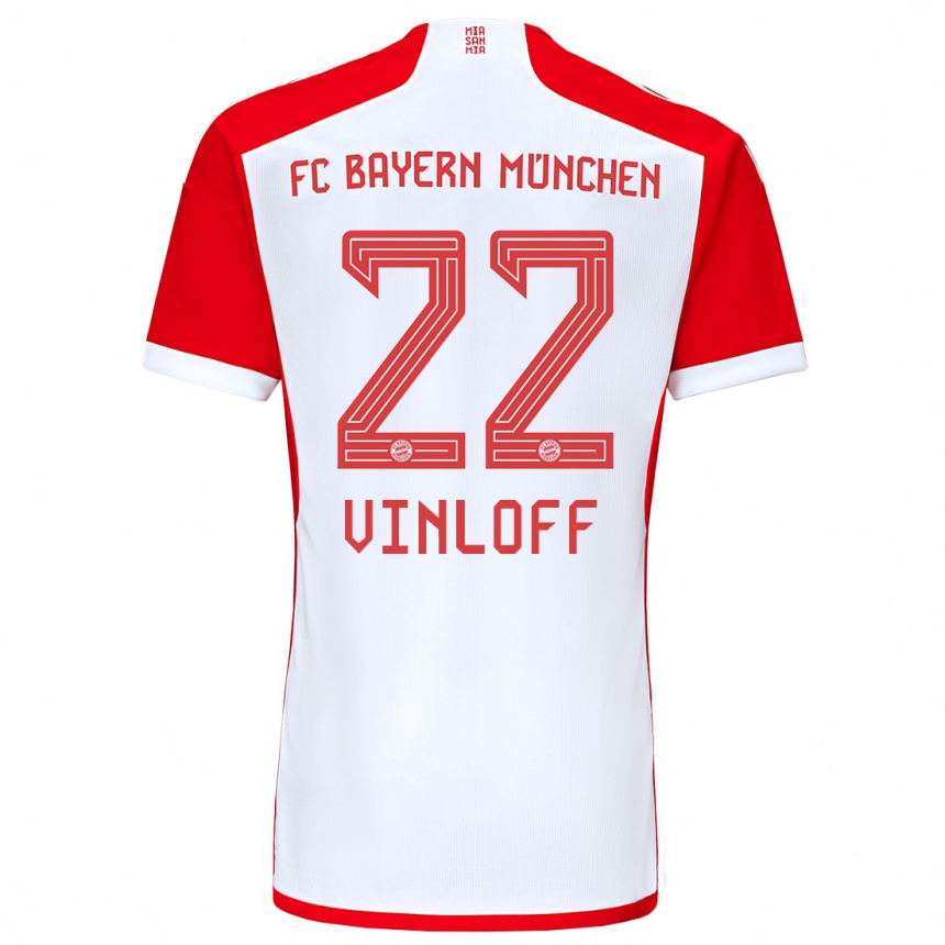 Niño Fútbol Camiseta Matteo Vinloff #22 Rojo Blanco 1ª Equipación 2023/24