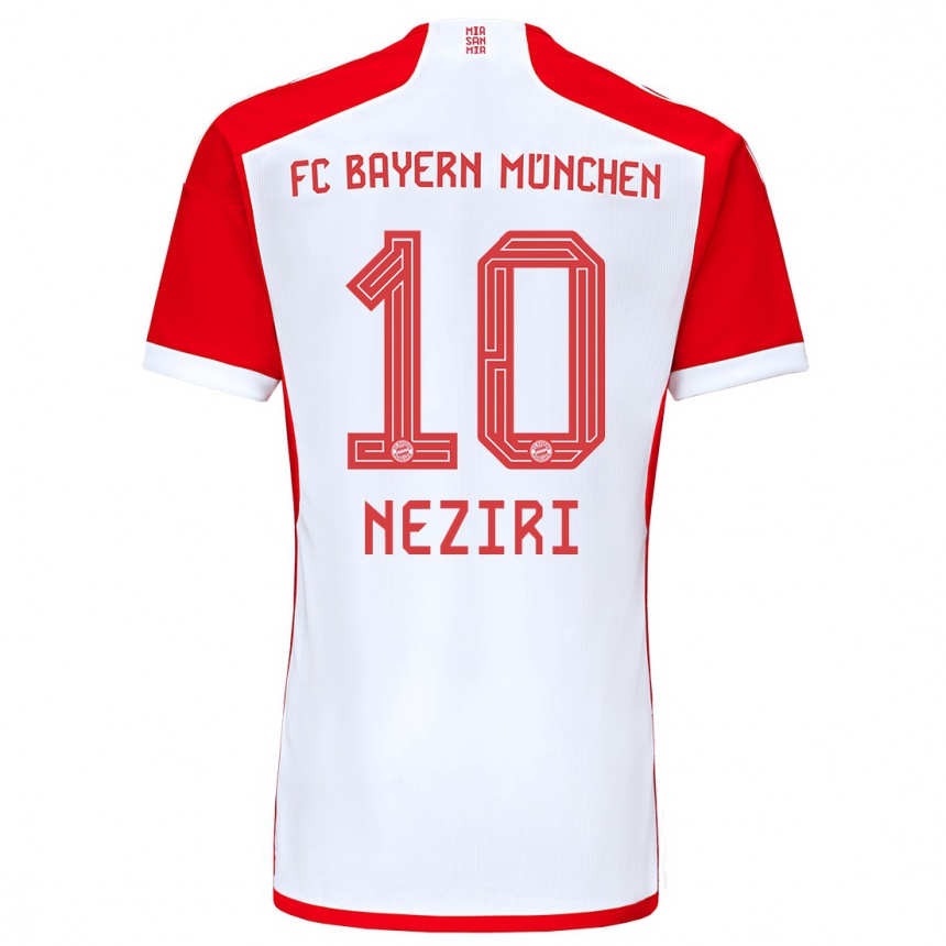 Niño Fútbol Camiseta Behar Neziri #10 Rojo Blanco 1ª Equipación 2023/24