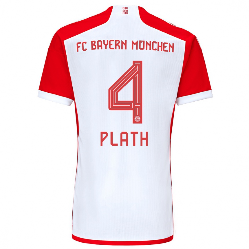 Niño Fútbol Camiseta Max Plath #4 Rojo Blanco 1ª Equipación 2023/24