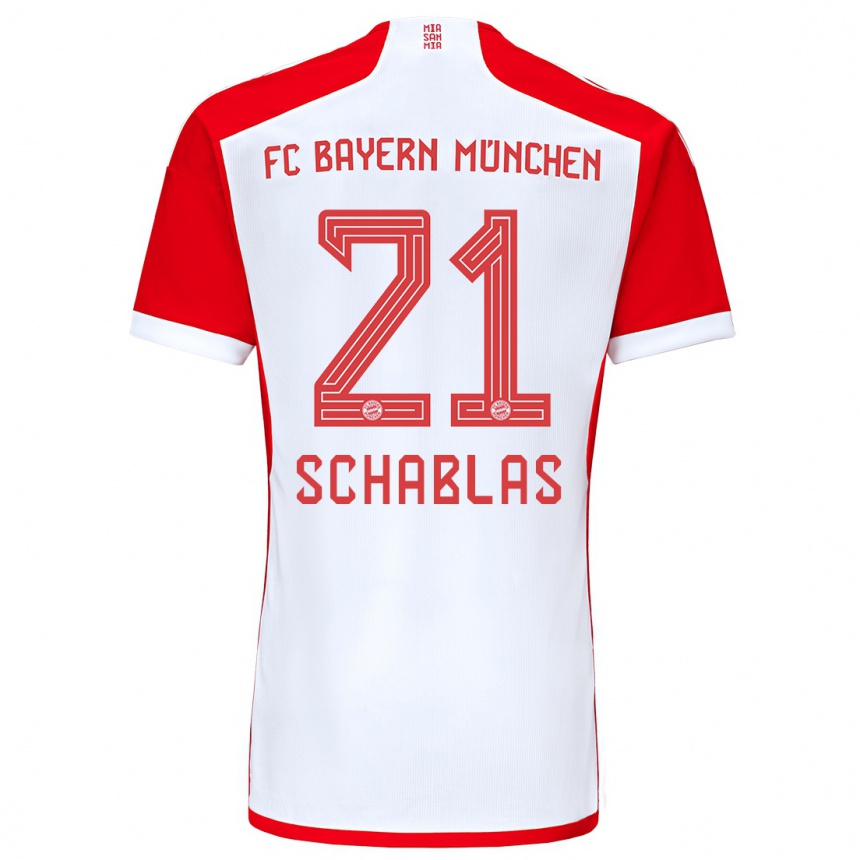 Niño Fútbol Camiseta Matteo Schablas #21 Rojo Blanco 1ª Equipación 2023/24