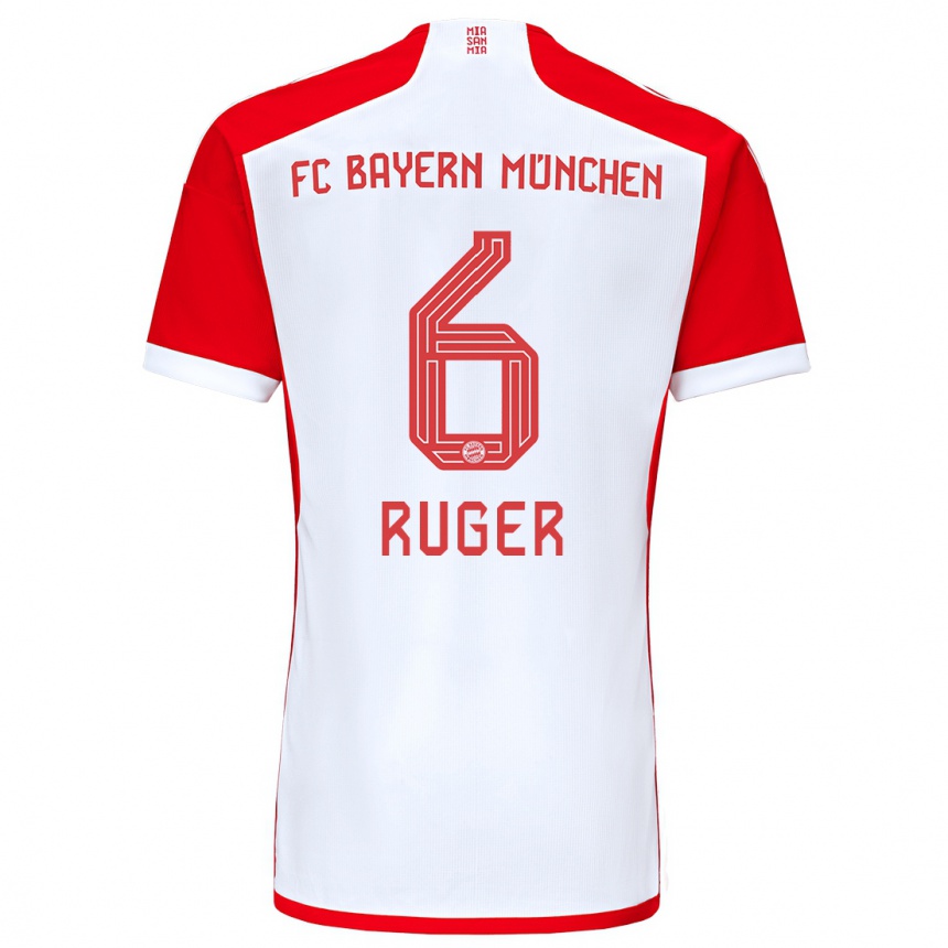 Niño Fútbol Camiseta Kurt Ruger #6 Rojo Blanco 1ª Equipación 2023/24