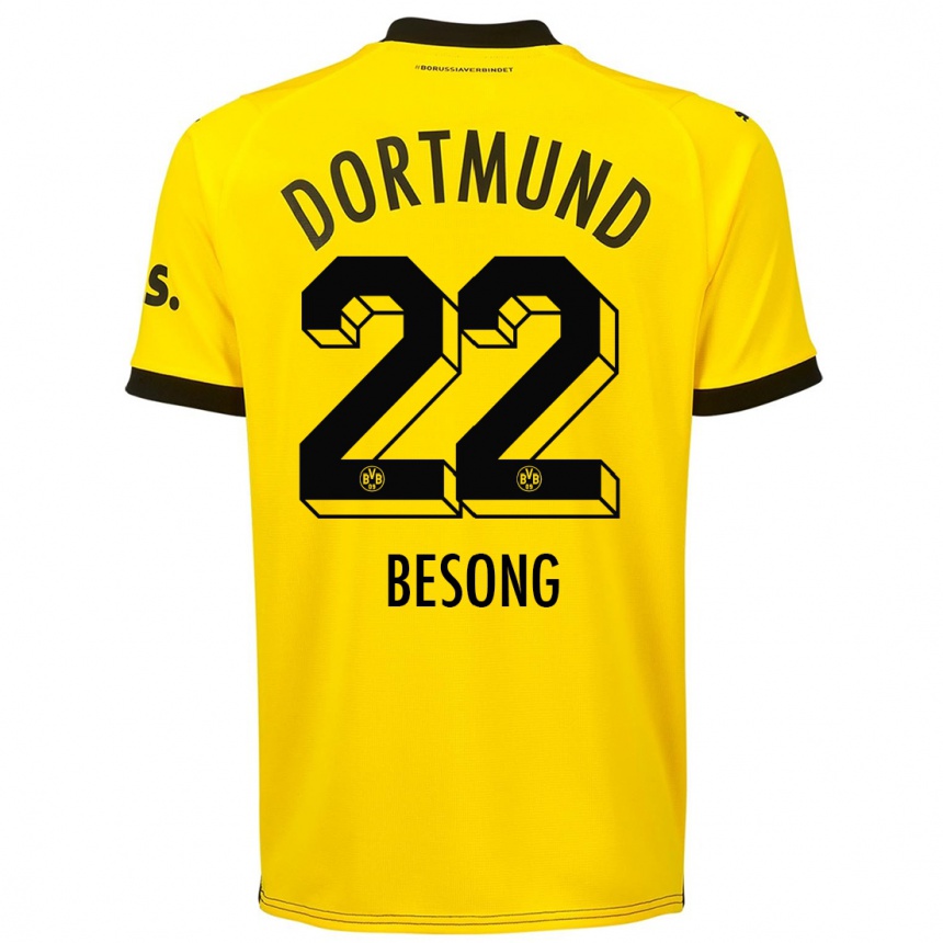 Niño Fútbol Camiseta Paul-Philipp Besong #22 Amarillo 1ª Equipación 2023/24