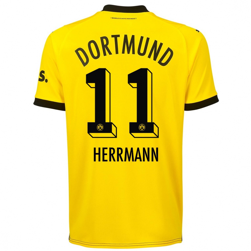 Niño Fútbol Camiseta Charles Herrmann #11 Amarillo 1ª Equipación 2023/24