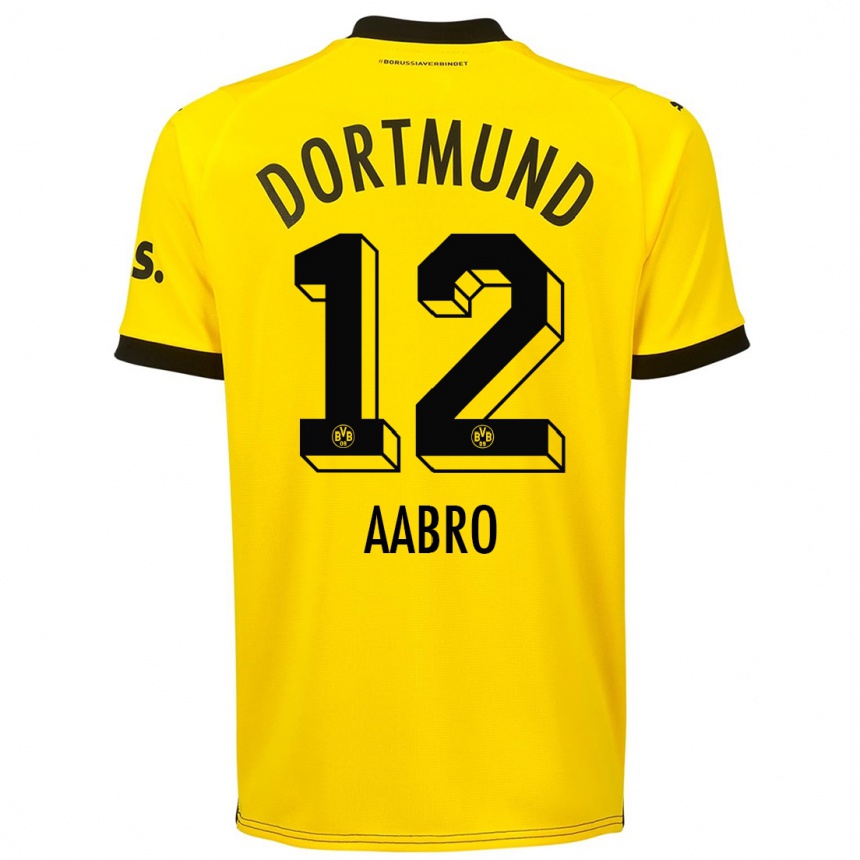 Niño Fútbol Camiseta Gustav Aabro #12 Amarillo 1ª Equipación 2023/24