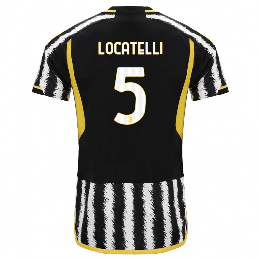 Niño Fútbol Camiseta Manuel Locatelli #5 Blanco Negro 1ª Equipación 2023/24