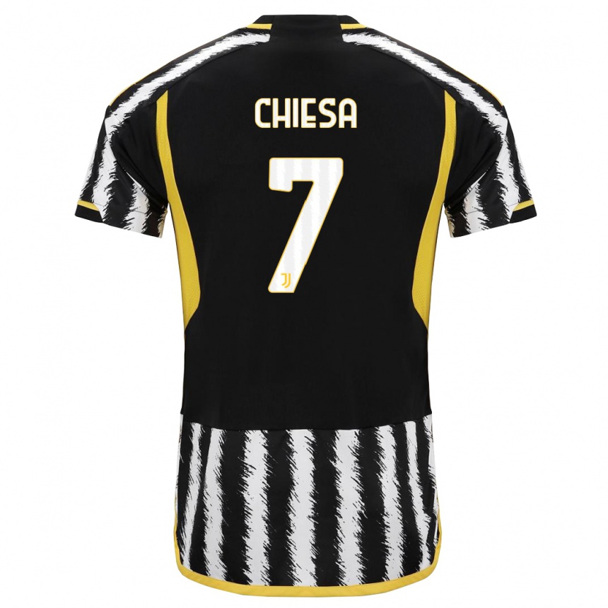 Niño Fútbol Camiseta Federico Chiesa #7 Blanco Negro 1ª Equipación 2023/24