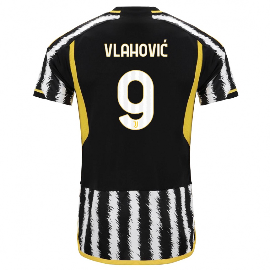 Niño Fútbol Camiseta Dusan Vlahovic #9 Blanco Negro 1ª Equipación 2023/24