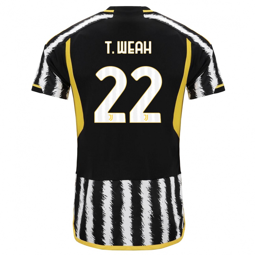 Niño Fútbol Camiseta Timothy Weah #22 Blanco Negro 1ª Equipación 2023/24